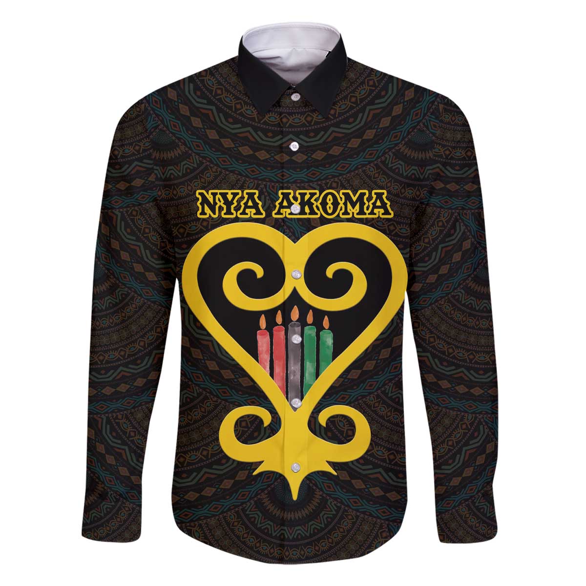 Personalised Happy Black Love Day Family Matching Off The Shoulder Long Sleeve Dress and Hawaiian Shirt Sankofa Heart With Adinkra Pattern