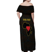 Personalised Happy Black Love Day Family Matching Off Shoulder Maxi Dress and Hawaiian Shirt Sankofa Heart With Adinkra Pattern
