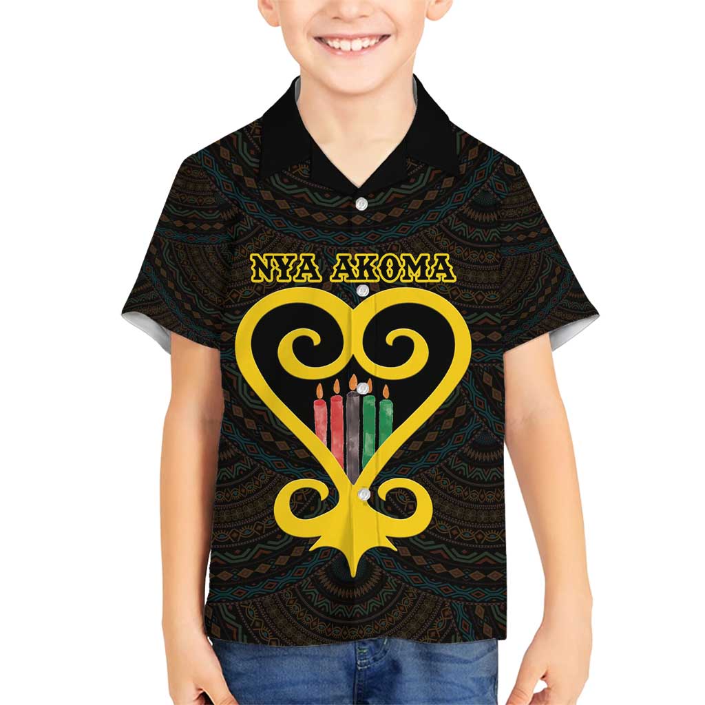 Personalised Happy Black Love Day Family Matching Off Shoulder Short Dress and Hawaiian Shirt Sankofa Heart With Adinkra Pattern