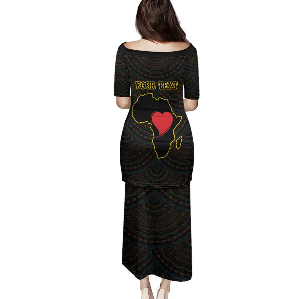 Personalised Happy Black Love Day Family Matching Puletasi and Hawaiian Shirt Sankofa Heart With Adinkra Pattern
