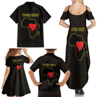 Personalised Happy Black Love Day Family Matching Summer Maxi Dress and Hawaiian Shirt Sankofa Heart With Adinkra Pattern