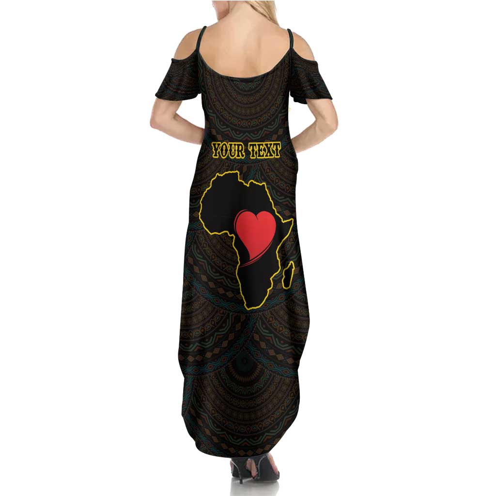 Personalised Happy Black Love Day Family Matching Summer Maxi Dress and Hawaiian Shirt Sankofa Heart With Adinkra Pattern