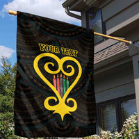 Personalised Happy Black Love Day Garden Flag Sankofa Heart With Adinkra Pattern