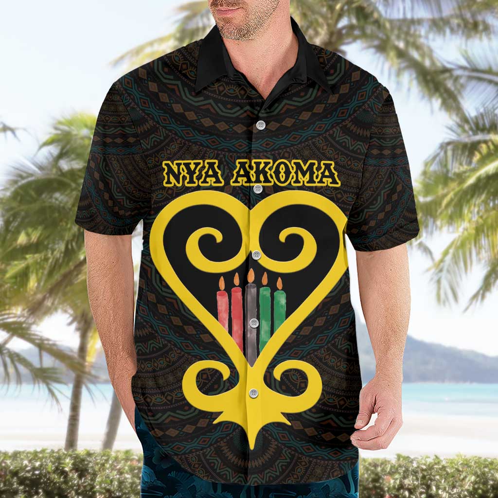 Personalised Happy Black Love Day Hawaiian Shirt Sankofa Heart With Adinkra Pattern