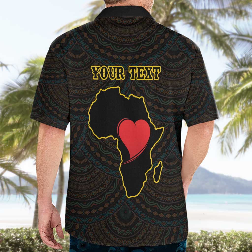 Personalised Happy Black Love Day Hawaiian Shirt Sankofa Heart With Adinkra Pattern