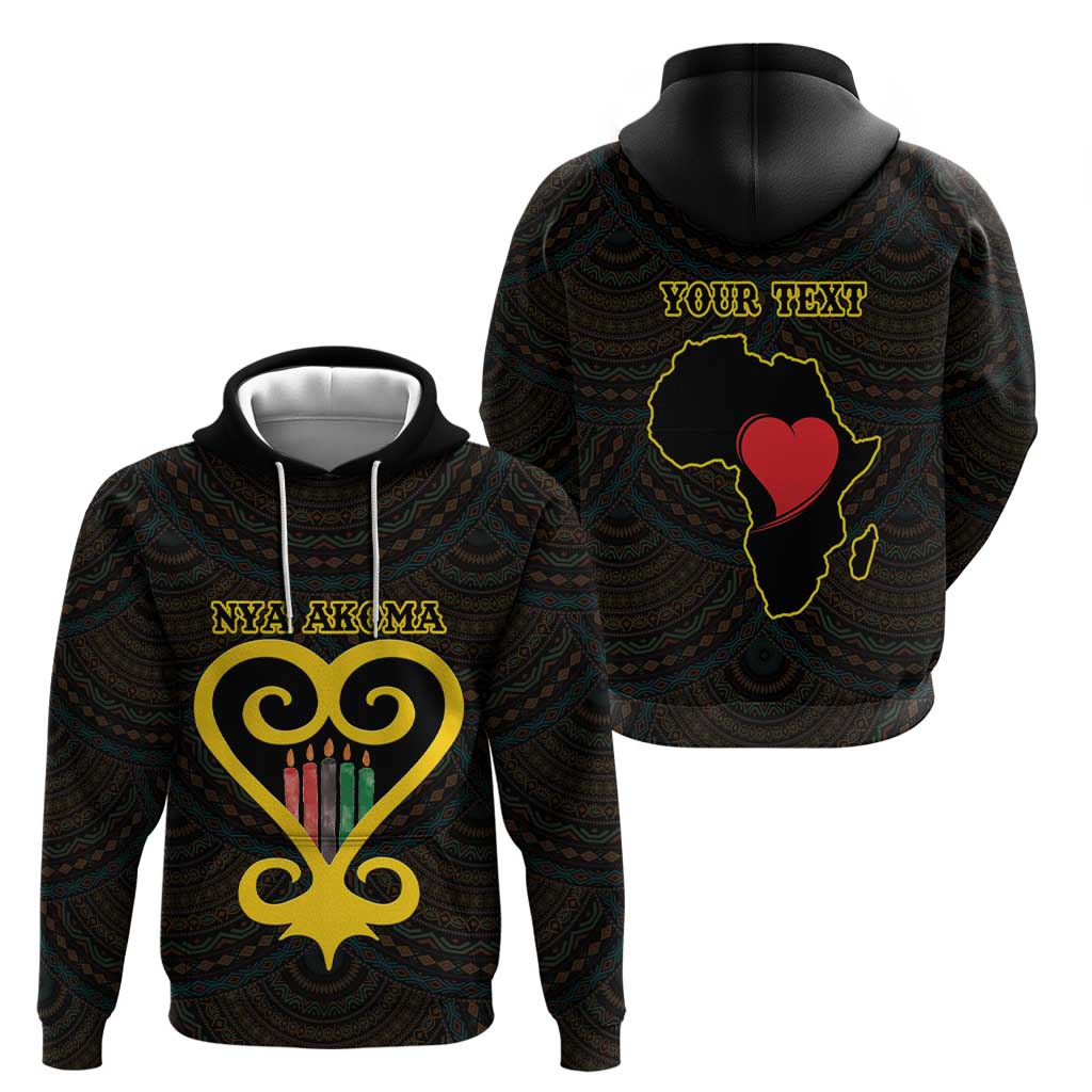Personalised Happy Black Love Day Hoodie Sankofa Heart With Adinkra Pattern