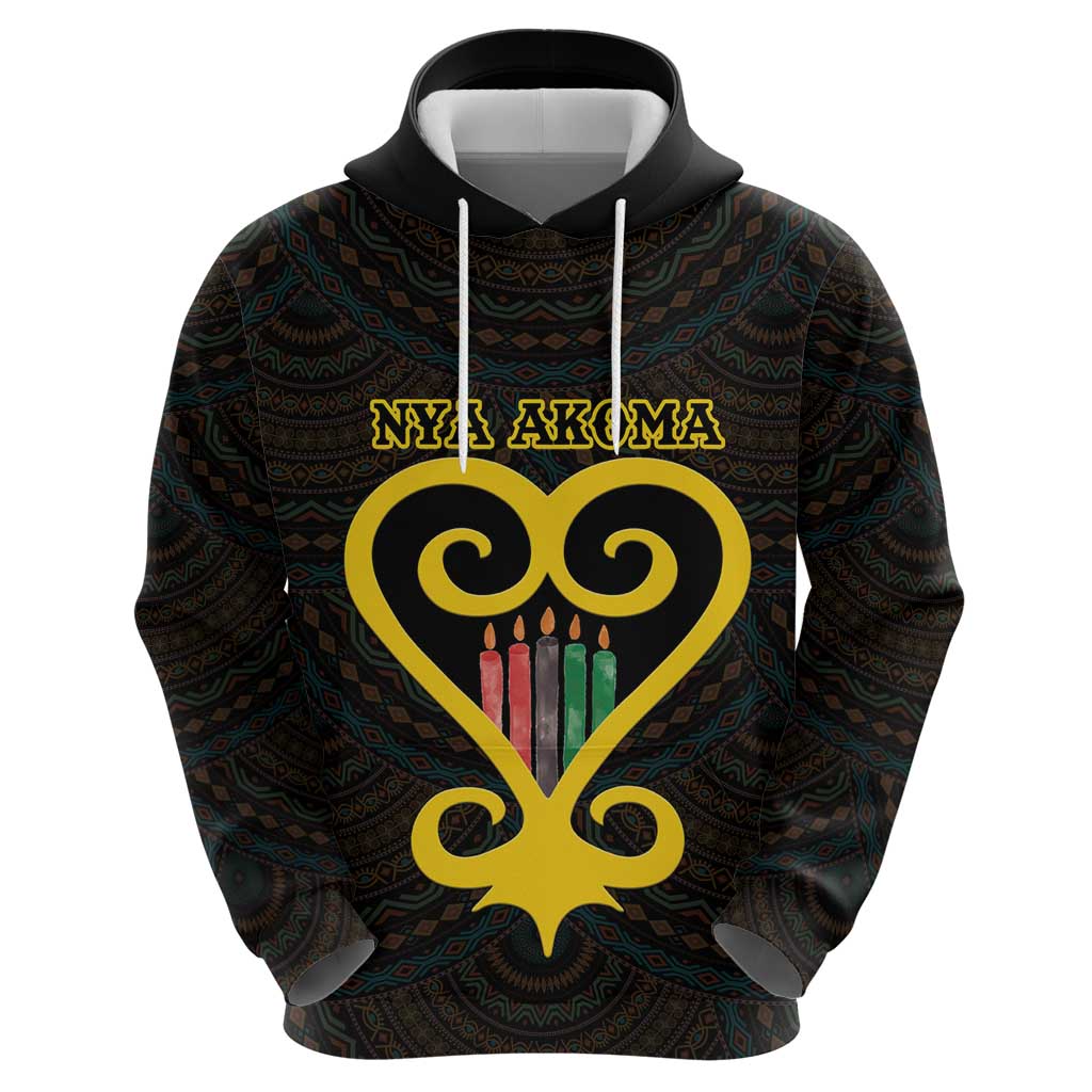 Personalised Happy Black Love Day Hoodie Sankofa Heart With Adinkra Pattern