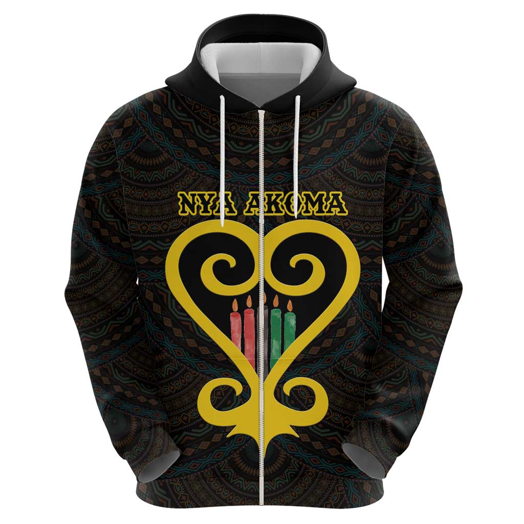 Personalised Happy Black Love Day Hoodie Sankofa Heart With Adinkra Pattern