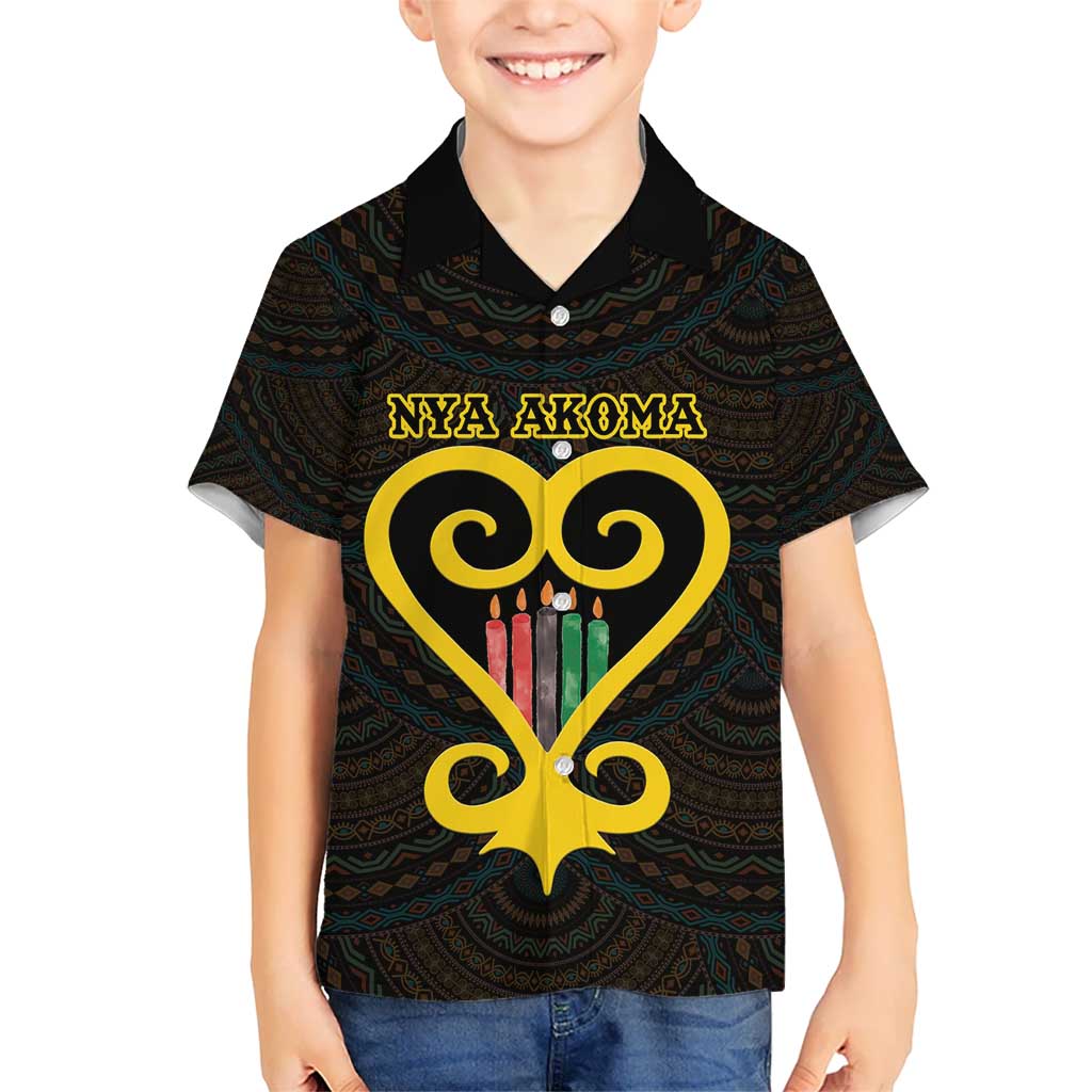 Personalised Happy Black Love Day Kid Hawaiian Shirt Sankofa Heart With Adinkra Pattern