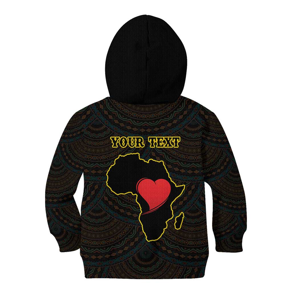 Personalised Happy Black Love Day Kid Hoodie Sankofa Heart With Adinkra Pattern