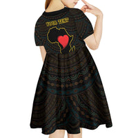 Personalised Happy Black Love Day Kid Short Sleeve Dress Sankofa Heart With Adinkra Pattern