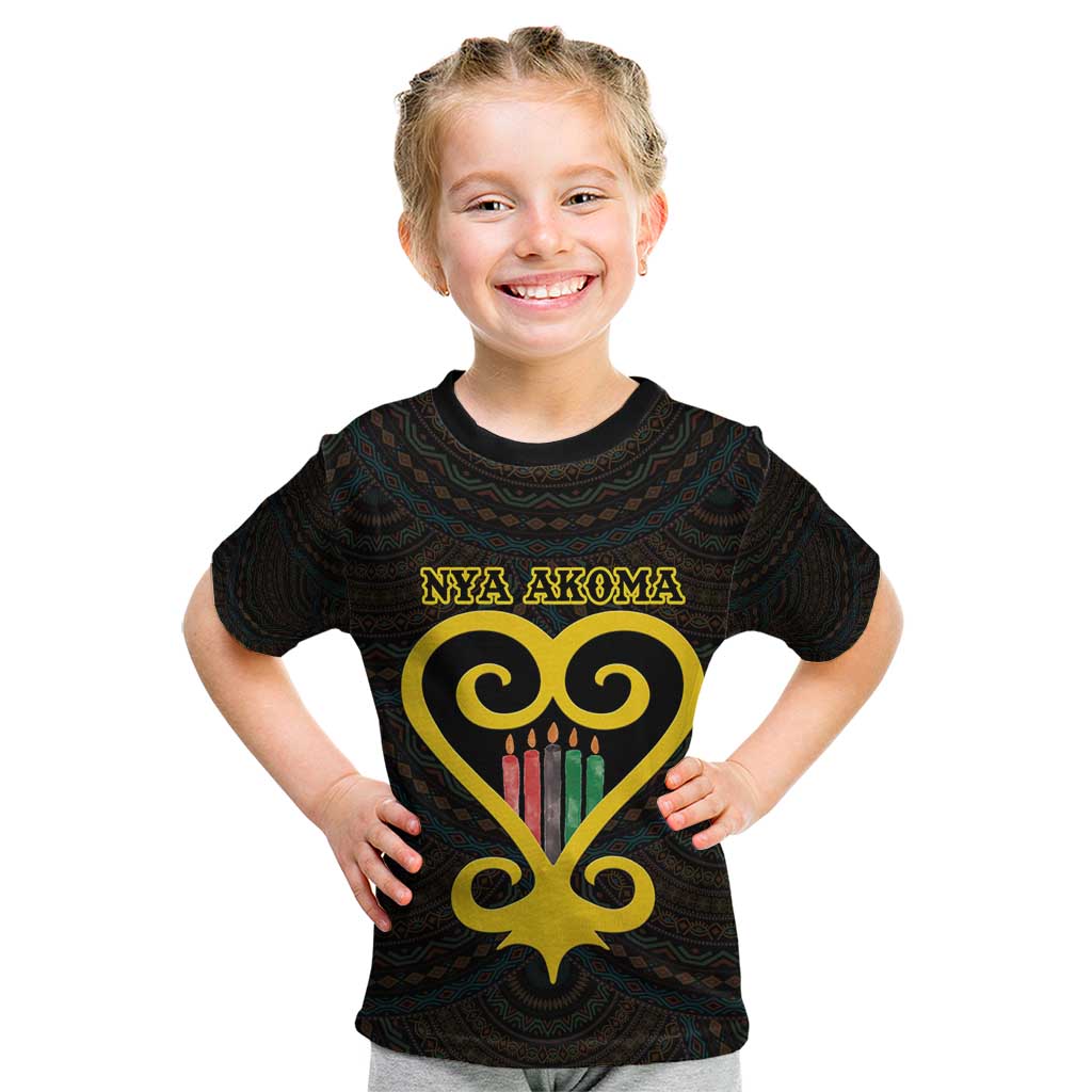 Personalised Happy Black Love Day Kid T Shirt Sankofa Heart With Adinkra Pattern
