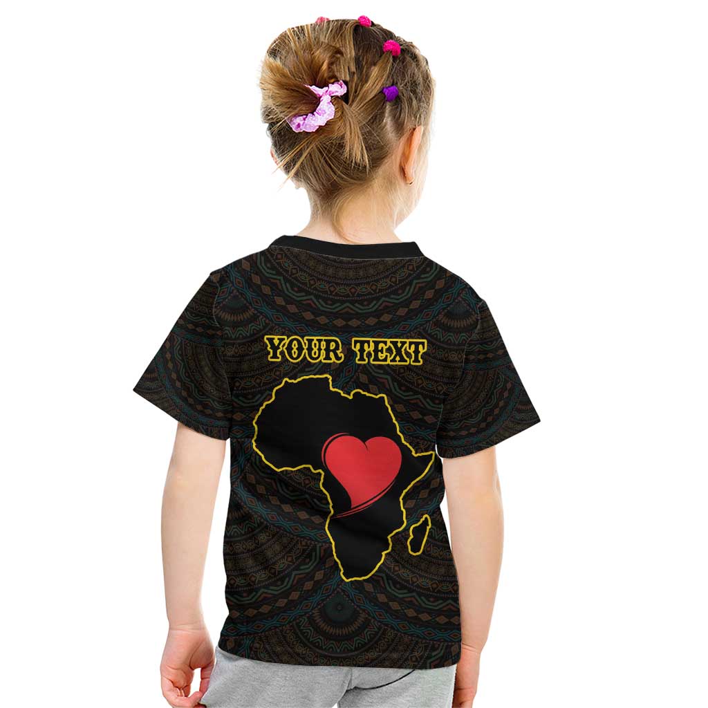 Personalised Happy Black Love Day Kid T Shirt Sankofa Heart With Adinkra Pattern