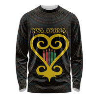 Personalised Happy Black Love Day Long Sleeve Shirt Sankofa Heart With Adinkra Pattern - Wonder Print Shop