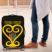 Personalised Happy Black Love Day Luggage Cover Sankofa Heart With Adinkra Pattern