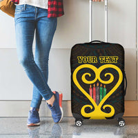 Personalised Happy Black Love Day Luggage Cover Sankofa Heart With Adinkra Pattern