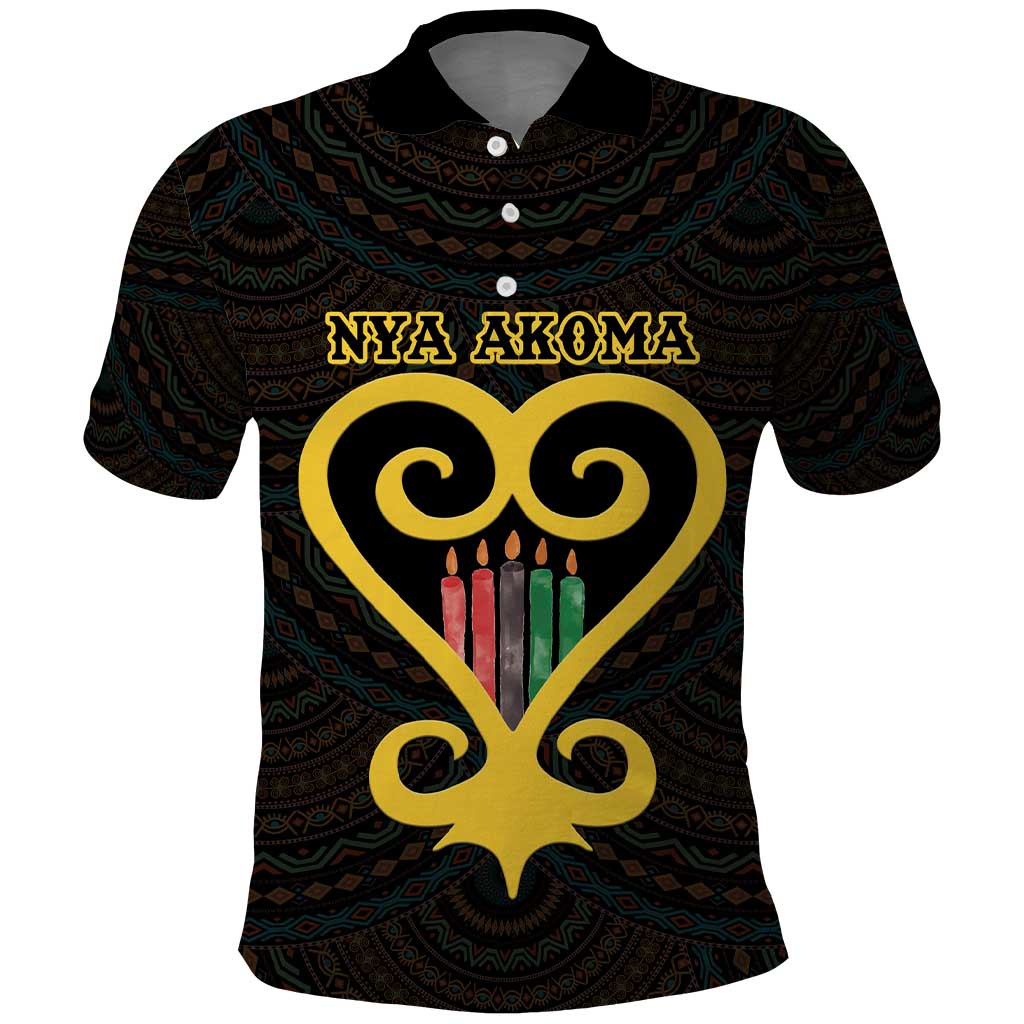 Personalised Happy Black Love Day Polo Shirt Sankofa Heart With Adinkra Pattern - Wonder Print Shop