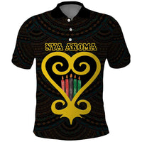 Personalised Happy Black Love Day Polo Shirt Sankofa Heart With Adinkra Pattern - Wonder Print Shop