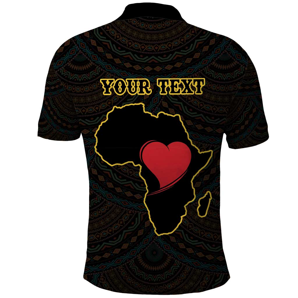Personalised Happy Black Love Day Polo Shirt Sankofa Heart With Adinkra Pattern - Wonder Print Shop