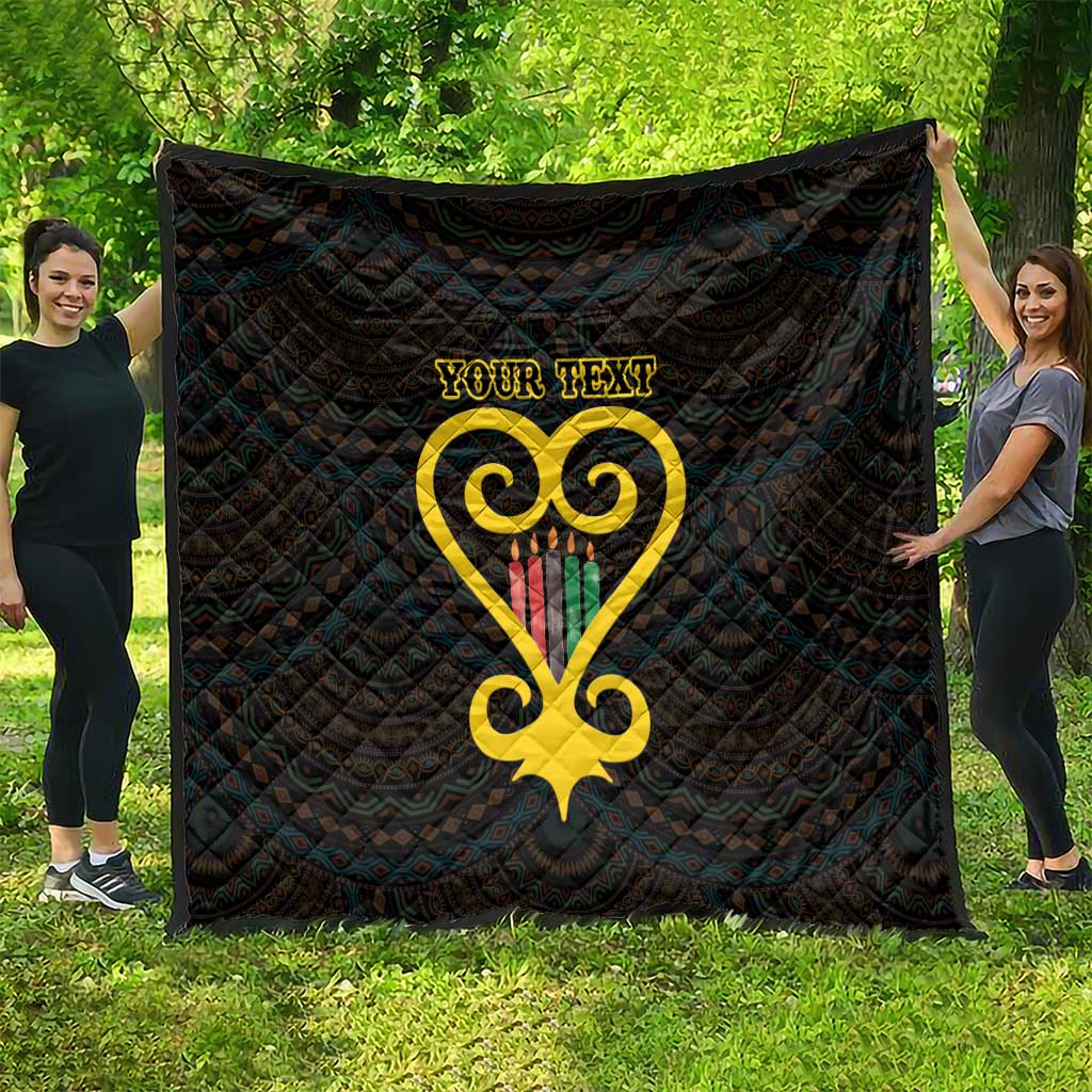 Personalised Happy Black Love Day Quilt Sankofa Heart With Adinkra Pattern - Wonder Print Shop