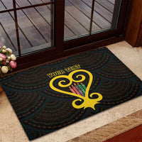 Personalised Happy Black Love Day Rubber Doormat Sankofa Heart With Adinkra Pattern - Wonder Print Shop