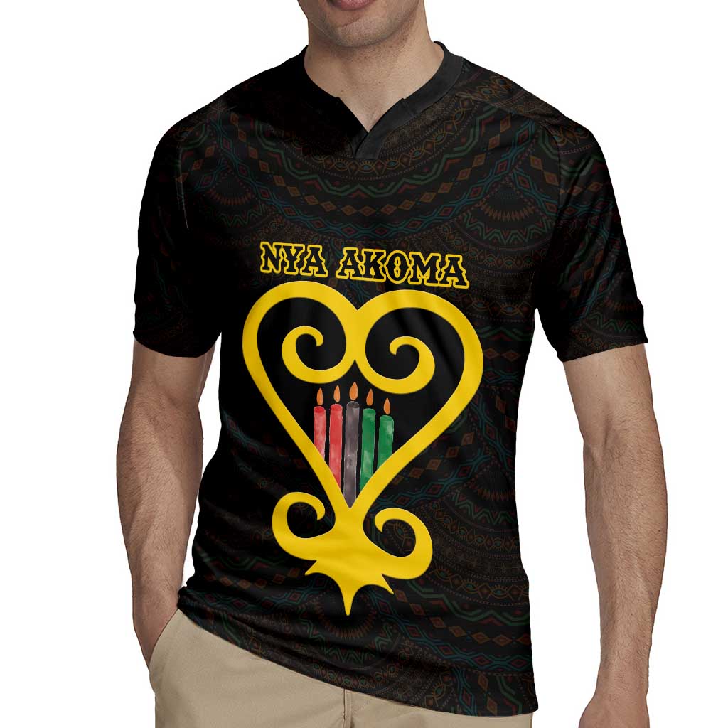 Personalised Happy Black Love Day Rugby Jersey Sankofa Heart With Adinkra Pattern - Wonder Print Shop