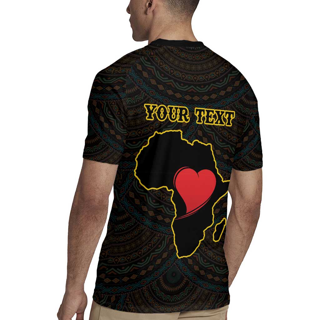 Personalised Happy Black Love Day Rugby Jersey Sankofa Heart With Adinkra Pattern - Wonder Print Shop