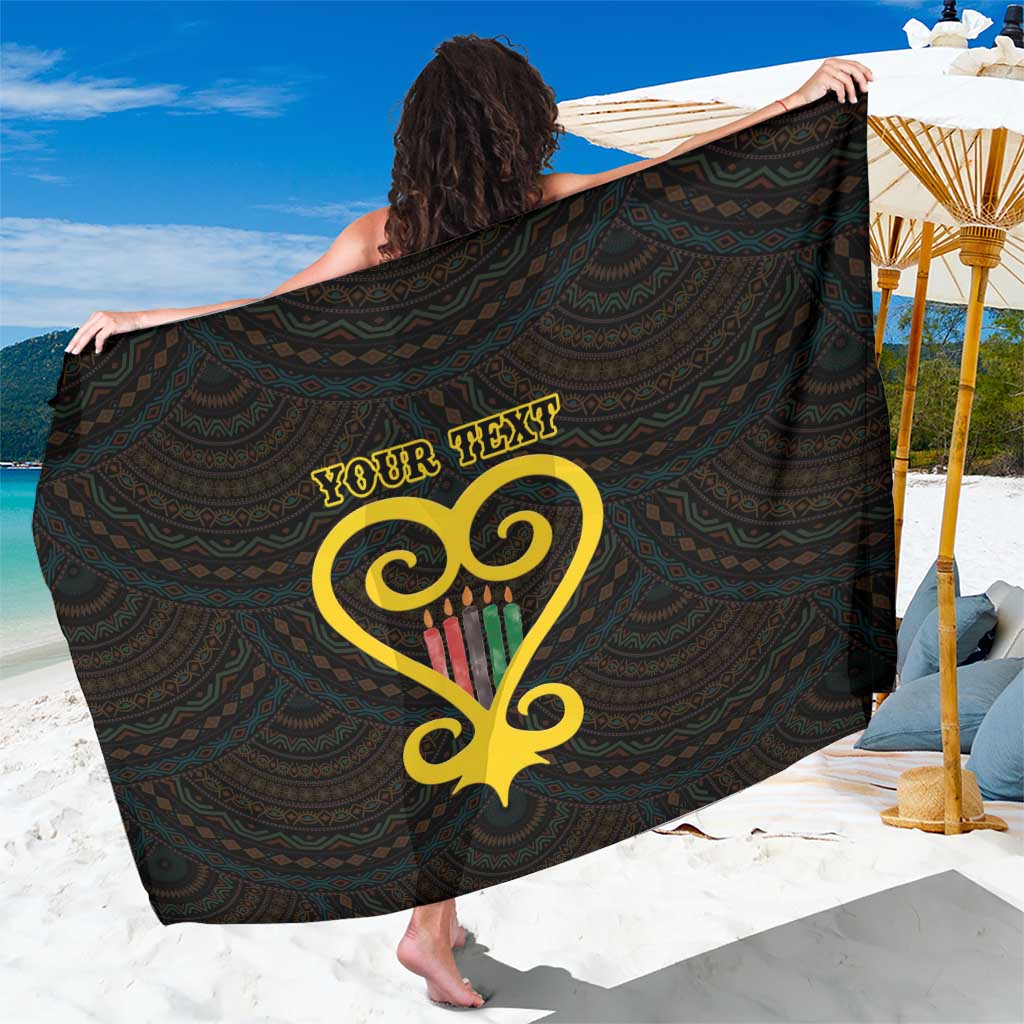 Personalised Happy Black Love Day Sarong Sankofa Heart With Adinkra Pattern - Wonder Print Shop