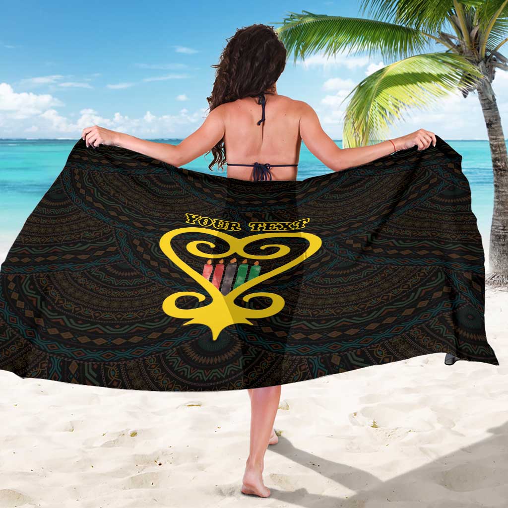 Personalised Happy Black Love Day Sarong Sankofa Heart With Adinkra Pattern - Wonder Print Shop