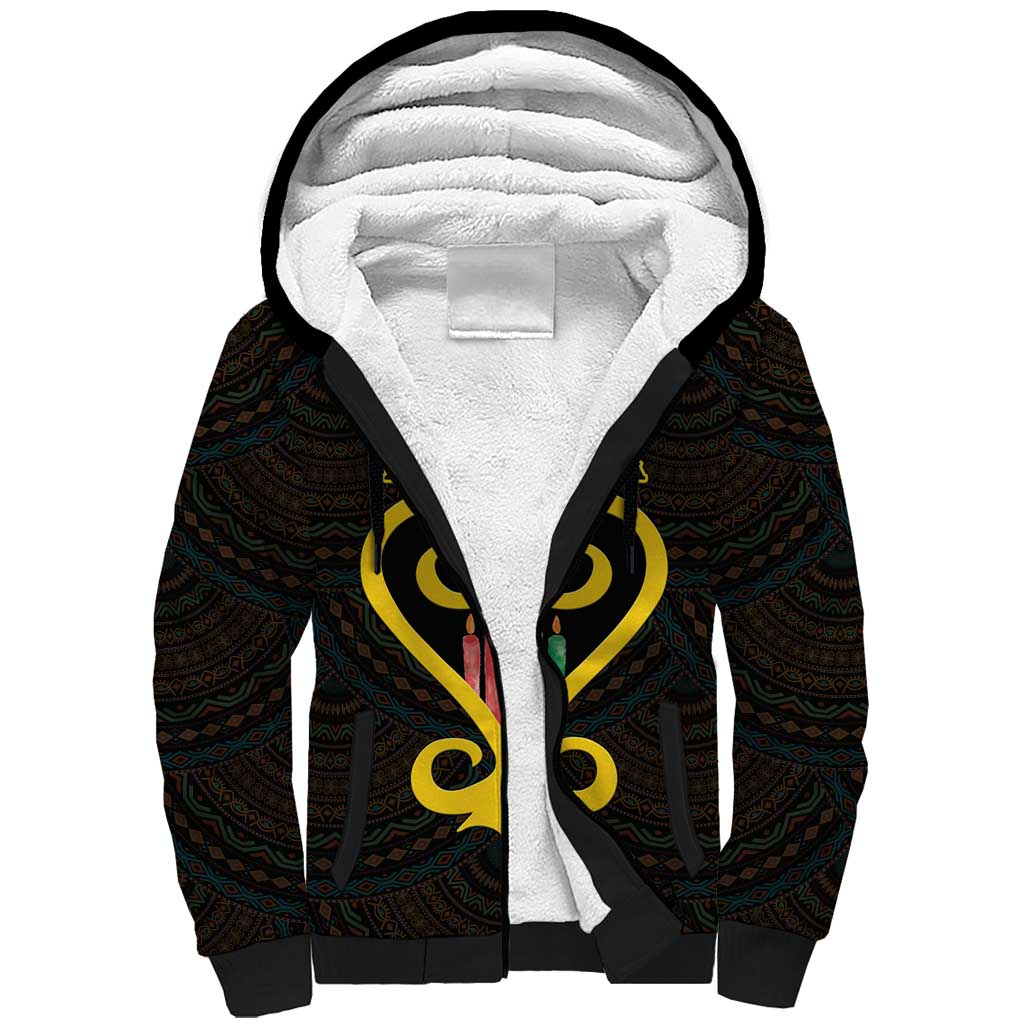 Personalised Happy Black Love Day Sherpa Hoodie Sankofa Heart With Adinkra Pattern - Wonder Print Shop