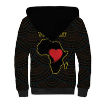 Personalised Happy Black Love Day Sherpa Hoodie Sankofa Heart With Adinkra Pattern - Wonder Print Shop