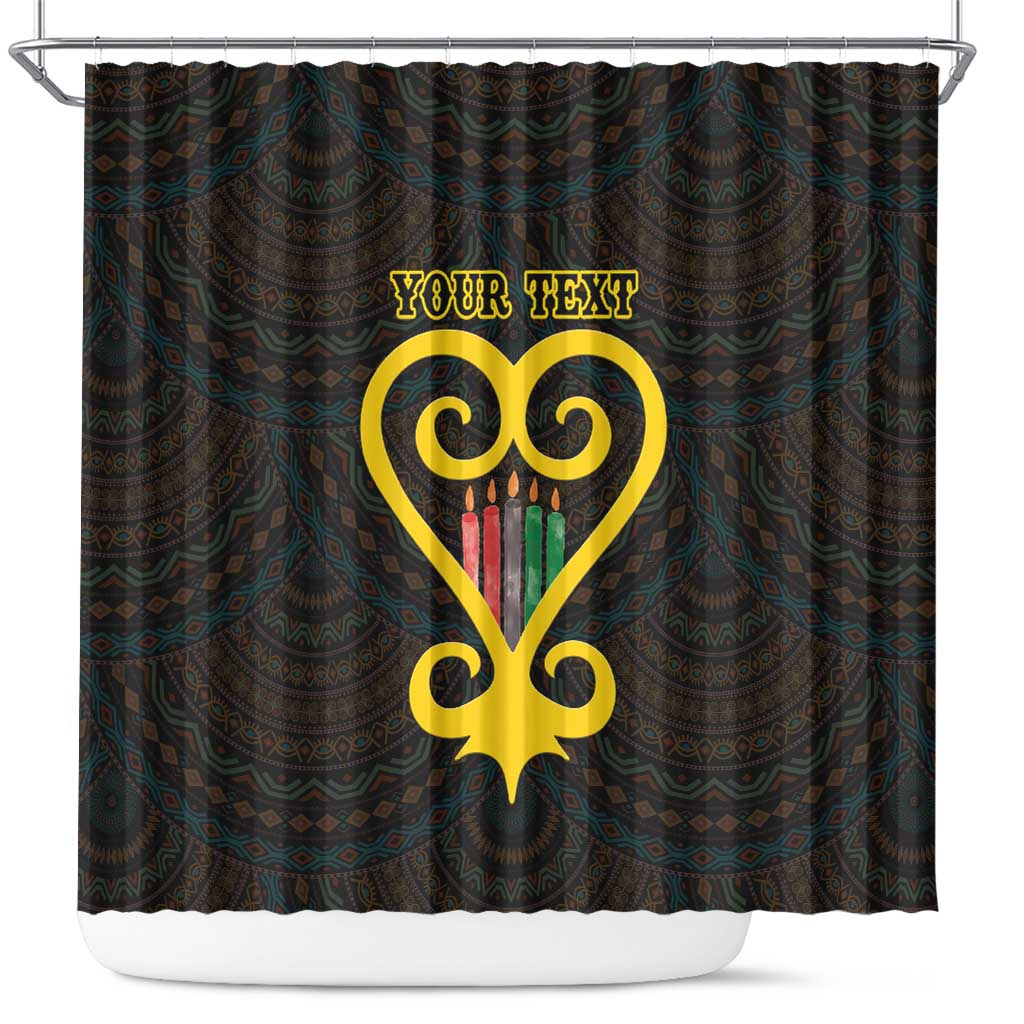 Personalised Happy Black Love Day Shower Curtain Sankofa Heart With Adinkra Pattern - Wonder Print Shop