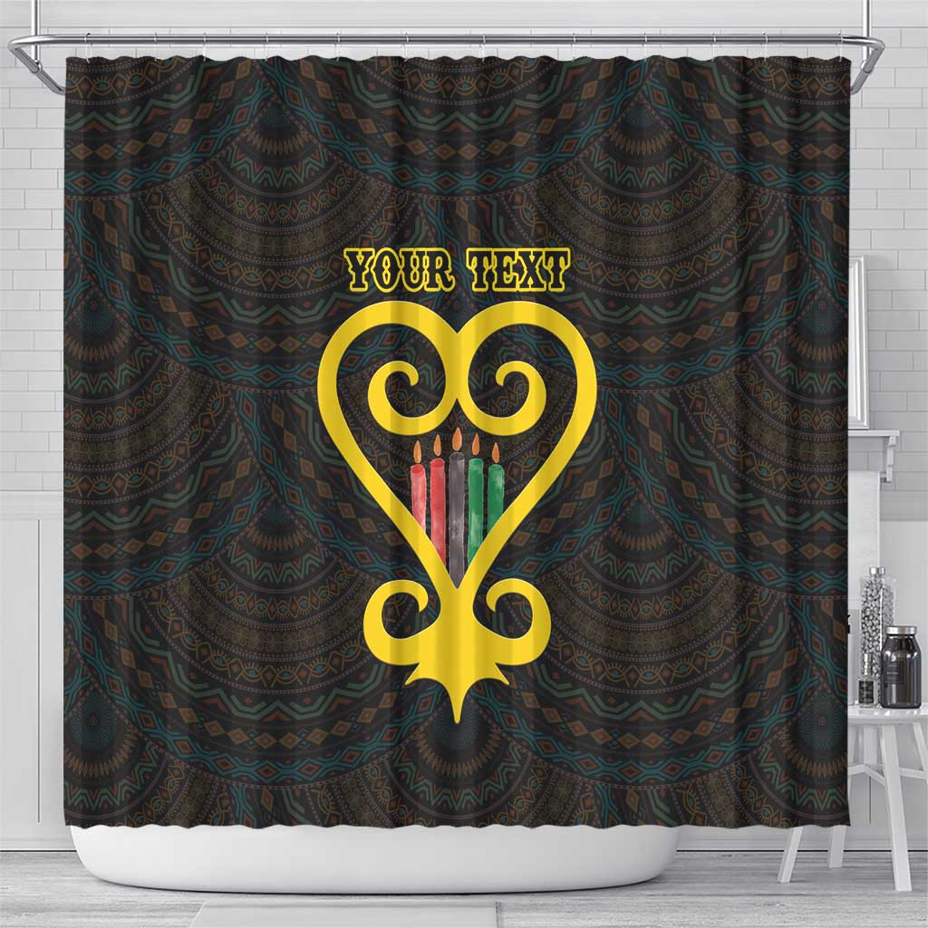 Personalised Happy Black Love Day Shower Curtain Sankofa Heart With Adinkra Pattern - Wonder Print Shop
