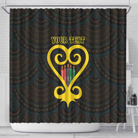 Personalised Happy Black Love Day Shower Curtain Sankofa Heart With Adinkra Pattern - Wonder Print Shop