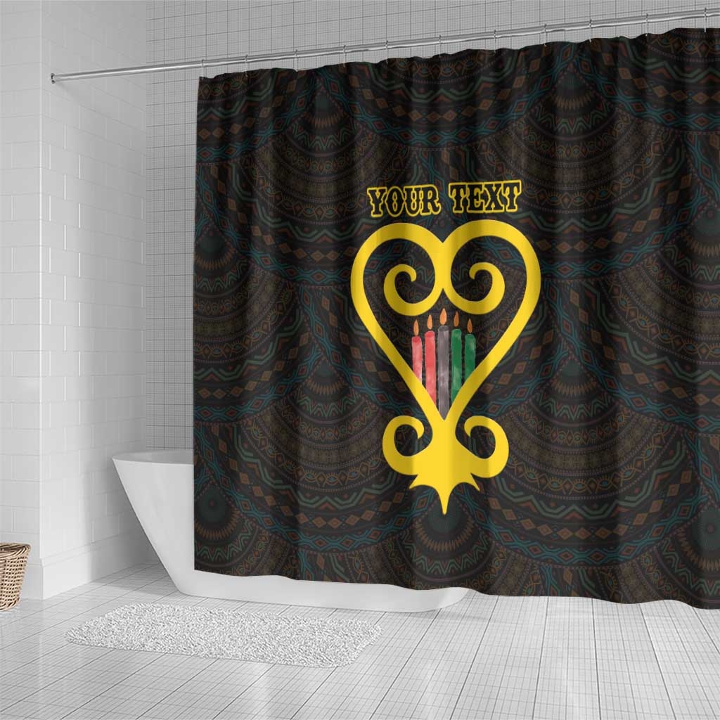 Personalised Happy Black Love Day Shower Curtain Sankofa Heart With Adinkra Pattern - Wonder Print Shop