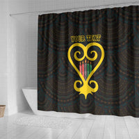 Personalised Happy Black Love Day Shower Curtain Sankofa Heart With Adinkra Pattern - Wonder Print Shop
