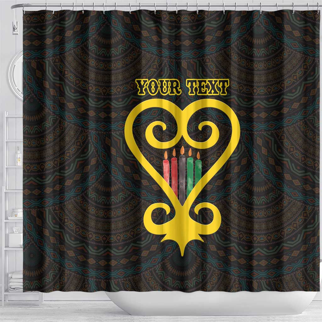 Personalised Happy Black Love Day Shower Curtain Sankofa Heart With Adinkra Pattern - Wonder Print Shop