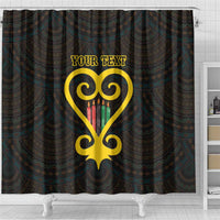 Personalised Happy Black Love Day Shower Curtain Sankofa Heart With Adinkra Pattern - Wonder Print Shop