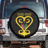 Personalised Happy Black Love Day Spare Tire Cover Sankofa Heart With Adinkra Pattern - Wonder Print Shop