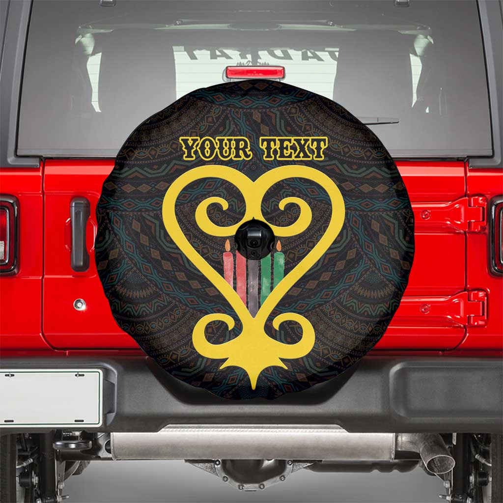Personalised Happy Black Love Day Spare Tire Cover Sankofa Heart With Adinkra Pattern - Wonder Print Shop