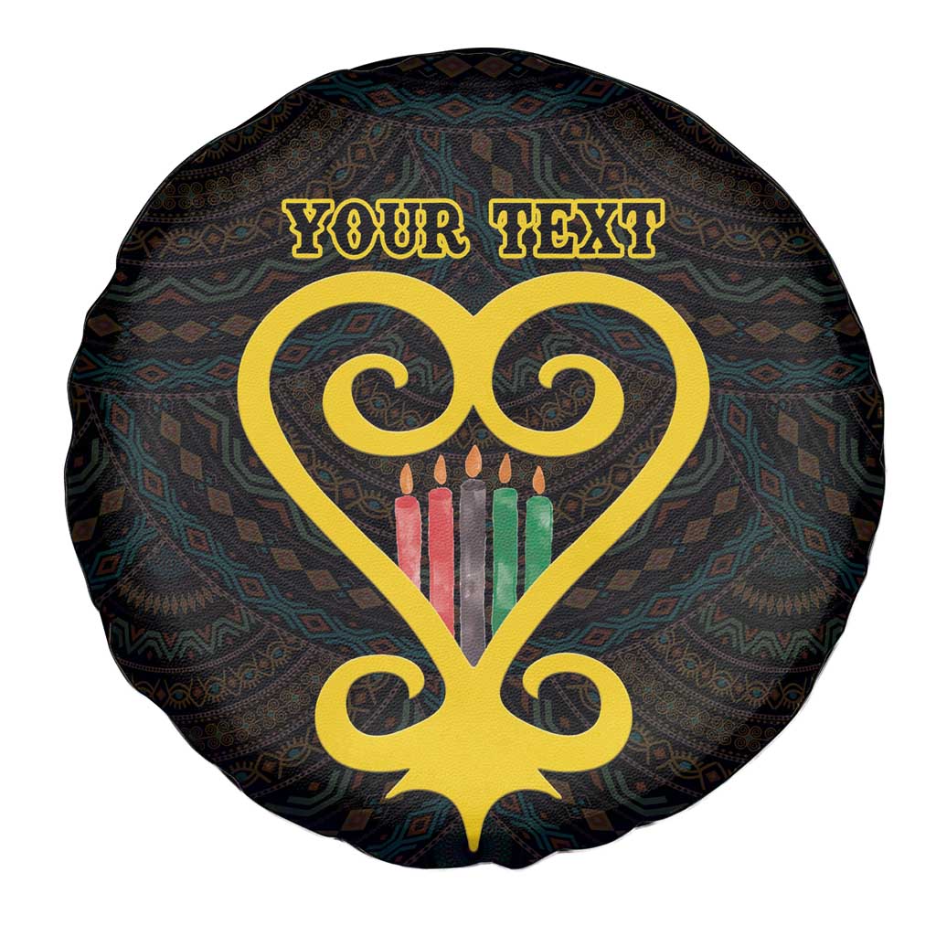 Personalised Happy Black Love Day Spare Tire Cover Sankofa Heart With Adinkra Pattern - Wonder Print Shop