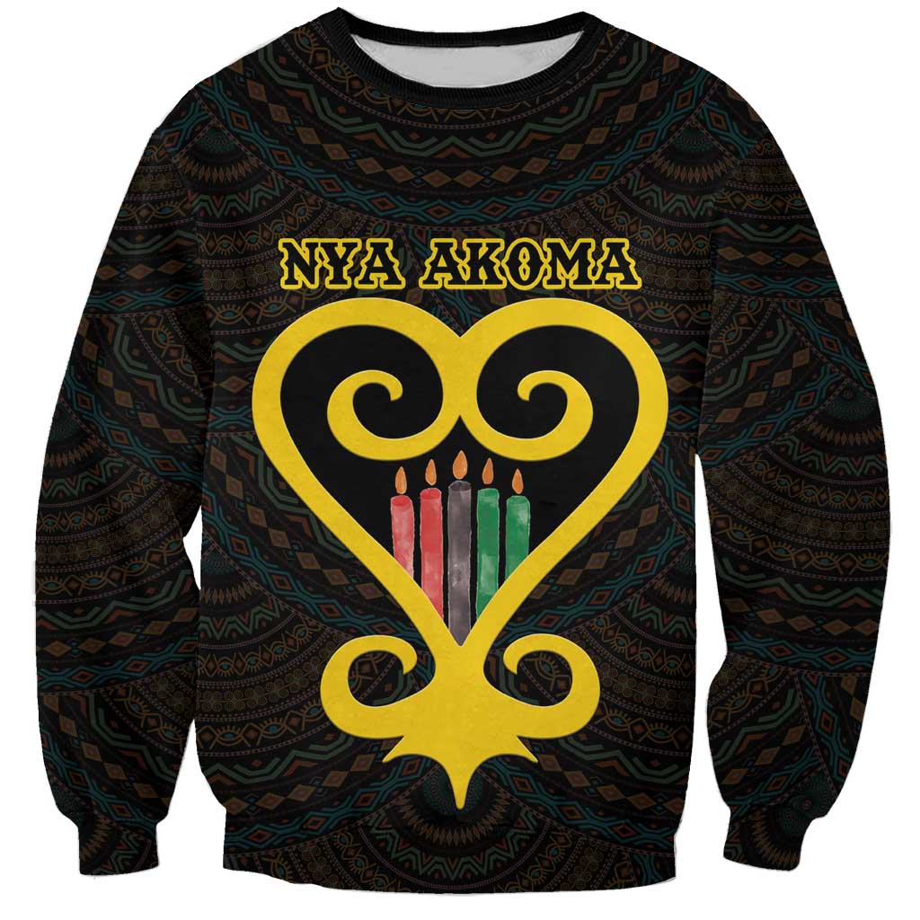 Personalised Happy Black Love Day Sweatshirt Sankofa Heart With Adinkra Pattern - Wonder Print Shop