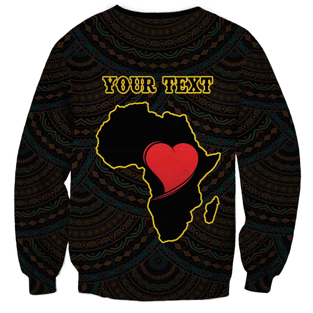 Personalised Happy Black Love Day Sweatshirt Sankofa Heart With Adinkra Pattern - Wonder Print Shop