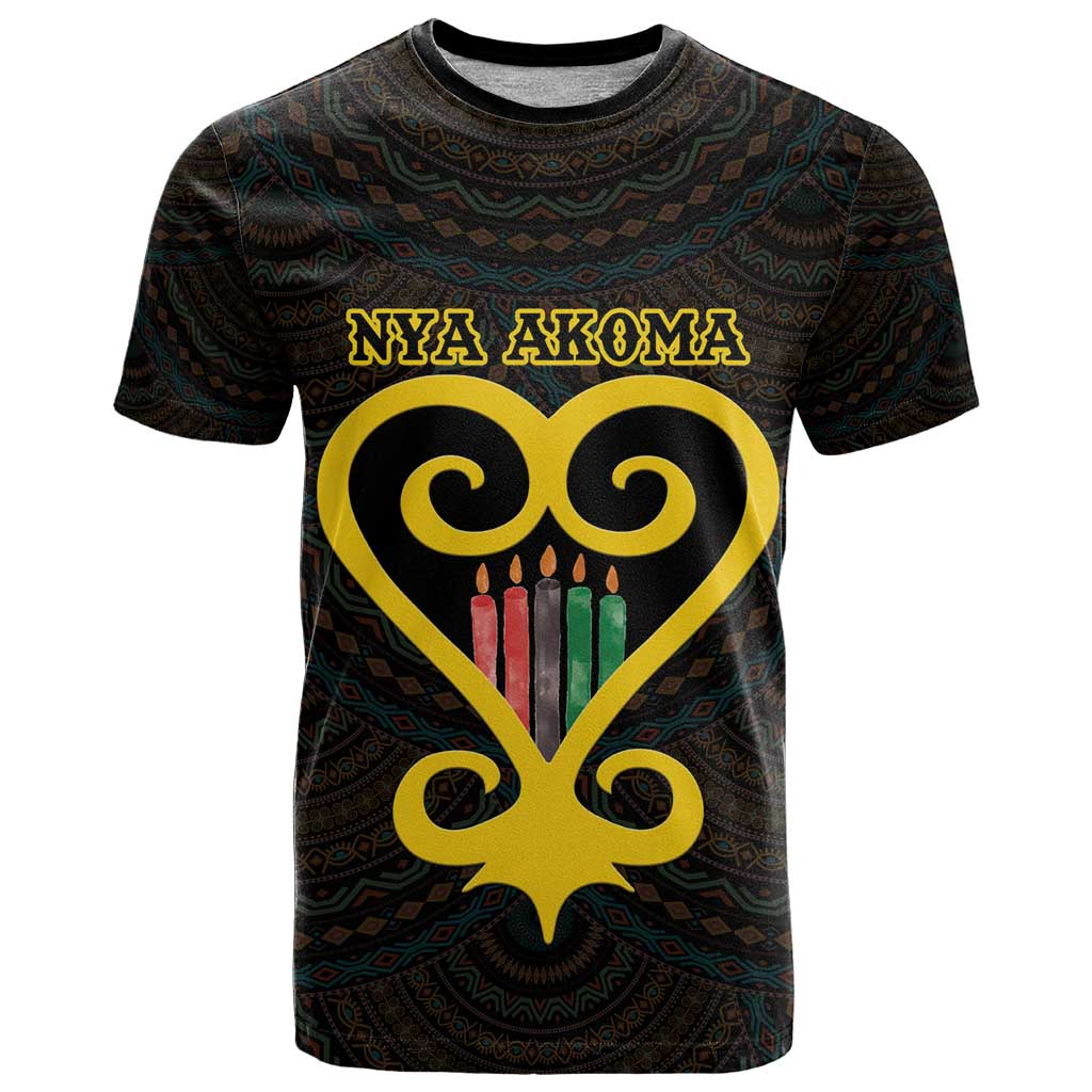 Personalised Happy Black Love Day T Shirt Sankofa Heart With Adinkra Pattern - Wonder Print Shop