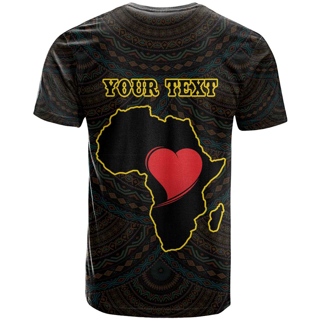 Personalised Happy Black Love Day T Shirt Sankofa Heart With Adinkra Pattern - Wonder Print Shop
