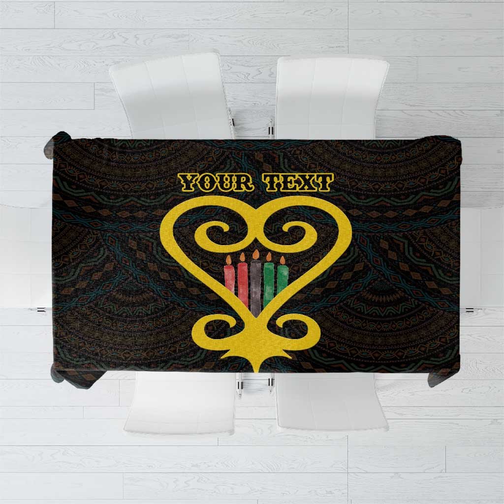Personalised Happy Black Love Day Tablecloth Sankofa Heart With Adinkra Pattern - Wonder Print Shop