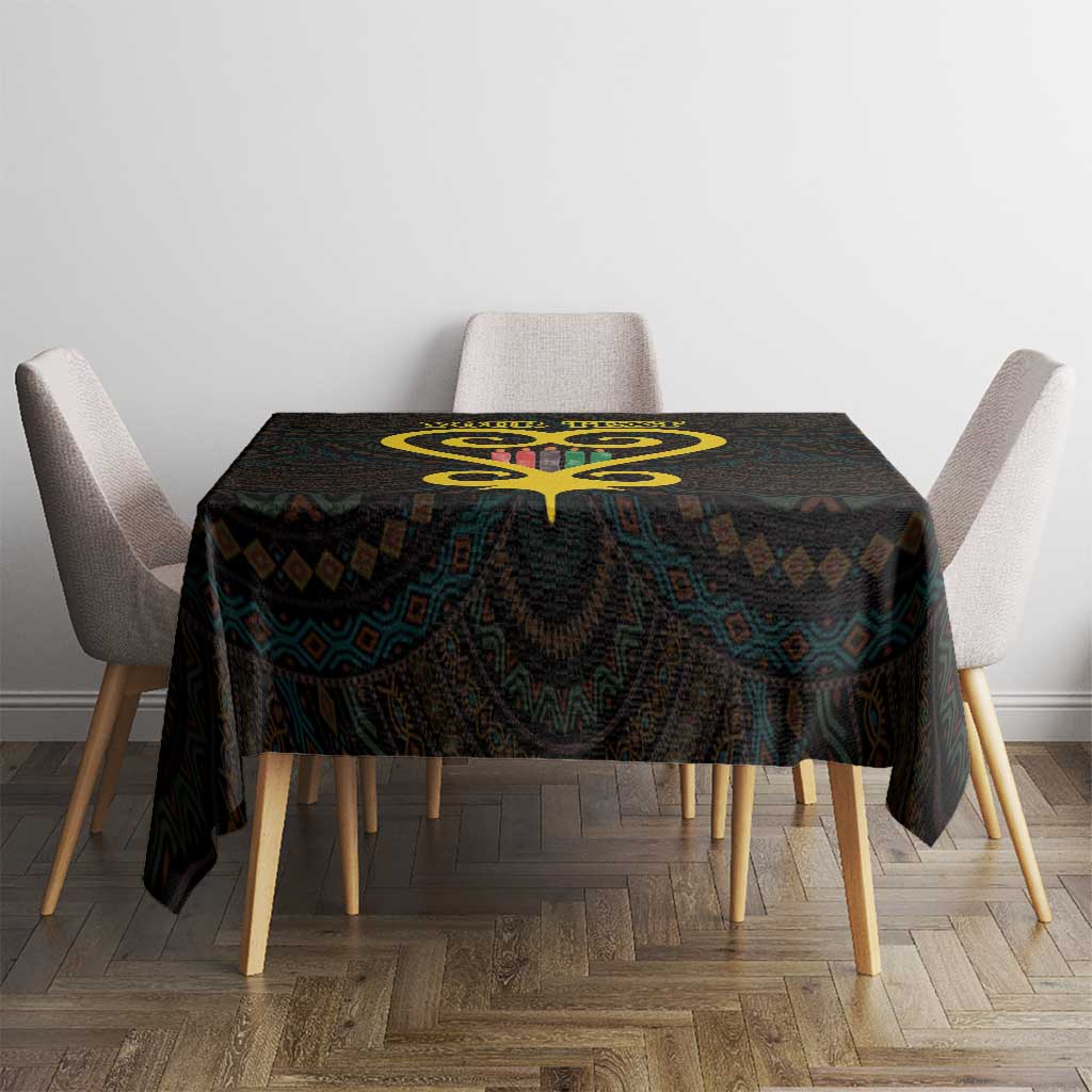 Personalised Happy Black Love Day Tablecloth Sankofa Heart With Adinkra Pattern - Wonder Print Shop