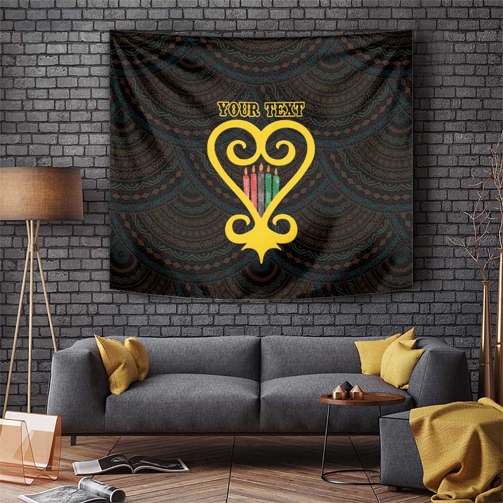 Personalised Happy Black Love Day Tapestry Sankofa Heart With Adinkra Pattern - Wonder Print Shop
