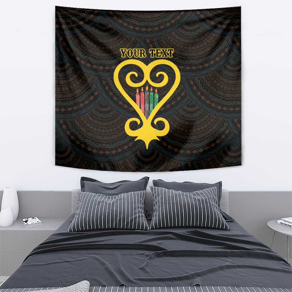 Personalised Happy Black Love Day Tapestry Sankofa Heart With Adinkra Pattern - Wonder Print Shop