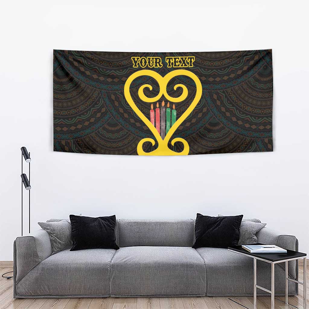 Personalised Happy Black Love Day Tapestry Sankofa Heart With Adinkra Pattern - Wonder Print Shop